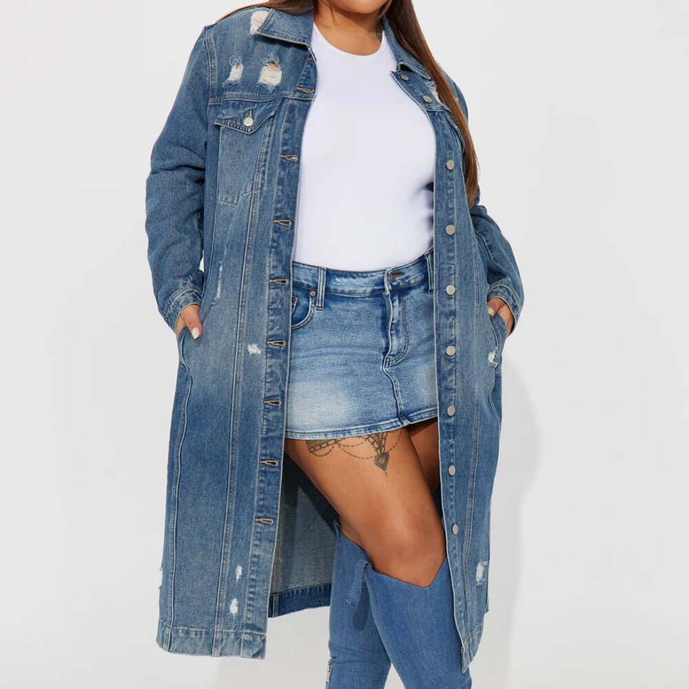 NWT Taking The Edge Off Denim Jacket - Medium Wash - 2X